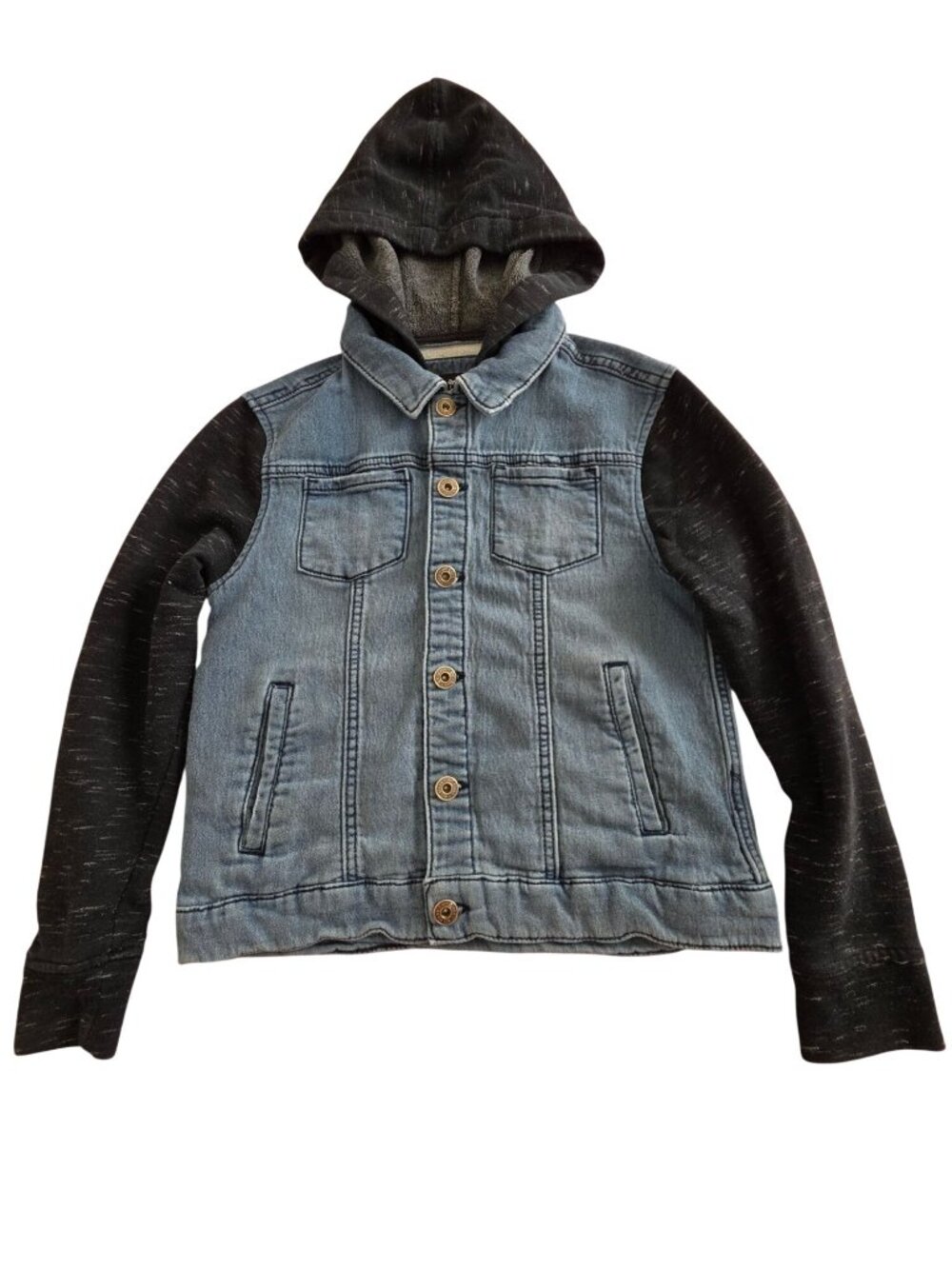 Art Class Kids Denim Jacket With Knit Sleeves & Hood M 8/10 - Picture 5 of 12
